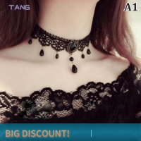 ?【Lowest price】TANG ใหม่เซ็กซี่โกธิค chokers คริสตัลสีดำลูกไม้สร้อยคอวินเทจเครื่องประดับวิคตอเรีย