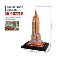 CubicFun 3D Puzzles LED Empire State Building Model Kits 38 Pieces New York City Puzzle Home Decor Gifts for Adults and Kids