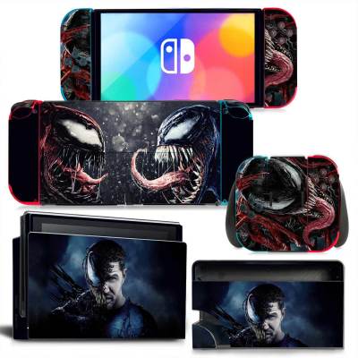 สติกเกอร์รูปลอกคลุมทั้งหมดผิว MAREL Venom สำหรับเปลี่ยนคอนโซล OLED คอนโซล Joy-Con ฟิล์มป้องกันผิวไวนิลขาตั้งตัวควบคุม