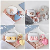 For Honor Earbuds X3 lite Case Earbuds x3i Cute Bear / Cartoon Animal Cover Silicone Transparent Earphone Cover with Keychain Wireless Earbud Cases