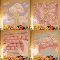 ┋✹ Kawaii Room Decor Ins Girl Heart Bedroom Background Cloth Wall Cloth Tapestry Bedside Decoration Painting Aesthetic Room Decor