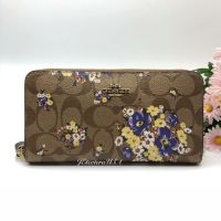 COACH F31572 Accordion Zip Wallet In Signature Canvas With Medley Bouquet Print : Khaki / Multi
