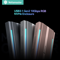 Yottamaster เคส SSD เกม RGB 10Gbps สำหรับ M.2 NVMe SSD USB 3.1 Gen2เข้ากันได้กับปุ่ม M และ B &amp; M