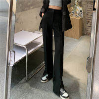 20212021 Spring Skinny Long Split Suit Pants Bottoms Women Elegant Black Trousers High Waist Office Lady Pentalon Femme Flare Loose