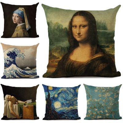 hot！【DT】✌™  Mona Lisa Smile Cushion Cover Painting Room Sofa Throw Pillows Decoration Pillowcase