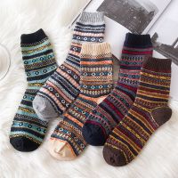 【jw】▪✇✱  5 Pairs/Lot Men`s Thermal Crew Socks Ethnic Male Warm Terry Thick