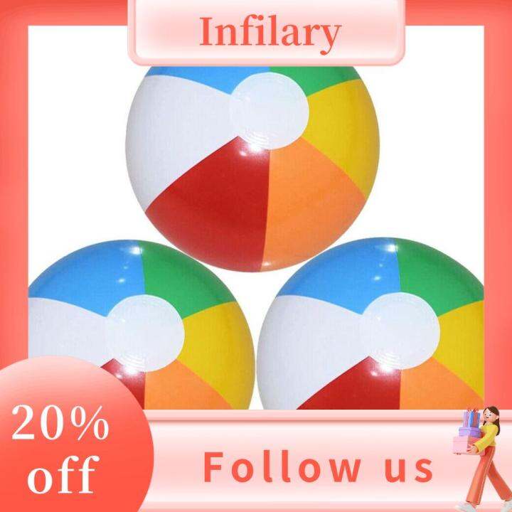INFILARY PVC Inflatable Beach Ball 30cm Big Rainbow Beach Ball Swimming