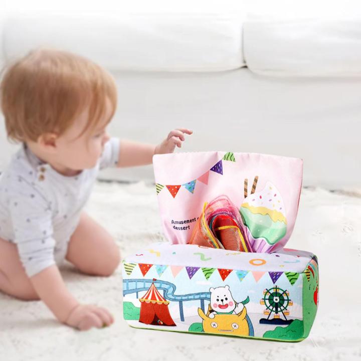 ผ้าพันแผลกล่องทิชชู่สำหรับเด็กตุ๊กตา-dolity-สำหรับของเล่นฝึกประสาทสัมผัสสำหรับทารกแรกเกิด6-12เดือน
