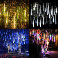 8Pcs 20-50ซม. ฝนดาวตก Raindrop String โคมไฟหลอด Icicle Snowfall Party วันหยุดตกแต่งสวน Fairy Tale โคมไฟ