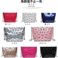 2023❁❖ Han edition joker fashion handbags women 2019 new bag geometric diamond inclined shoulder bag one shoulder chain BaoChao female bag