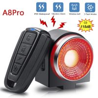 【LZ】✷  Bicicleta traseira da lâmpada Braking Light alarme de roubo chamada remota controle sem fio USB Charge lanterna LED Bike Finder Horn A8Pro