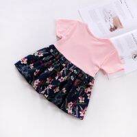 My Baby Summer Girl Korean Fake Two-piece Princess Dress Floral Pattern Long Sleeve Cotton Dresses