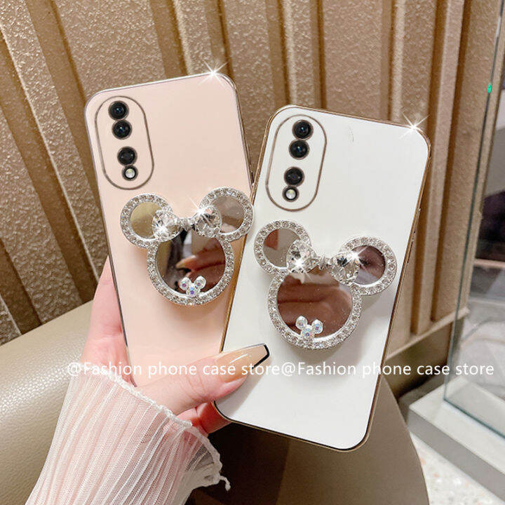 phone-case-เคส-honor90-honor-90-lite-5g-ลายการ์ตูนน่ารักกระจกแต่งหน้าไรน์สโตนที่วางโทรศัพท์กรอบแบบนิ่ม2023