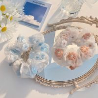 Embroidered large intestine hair tie /Mesh Large Intestine Ring Flower Hair Band / Elastic Lace Scrunchie / Mesh Scrunchie Head wear Tulle Hair Accessories