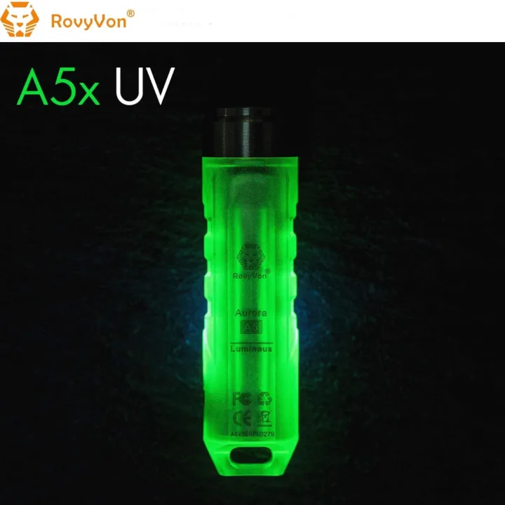 RovyVon Aurora A5x White/UV Green GITD Keychain Flashlight Lazada.co.th