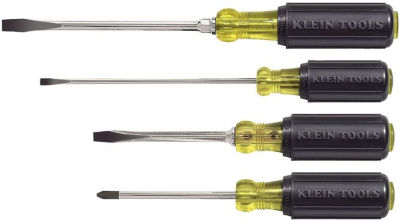 Klein Tools 85105 Screwdriver Set, Slotted and Phillips Screwdrivers with Cushion-Grip Handles and Tip-Ident, 4-Piece