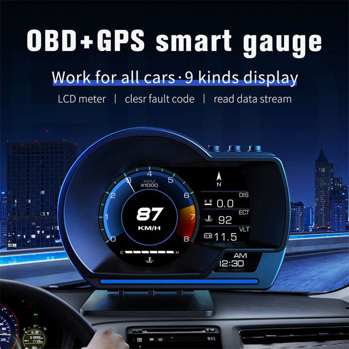 GEARELEC【free gift】P6 OBD+GPS Dual System Head Up Display Car HUD Gauge