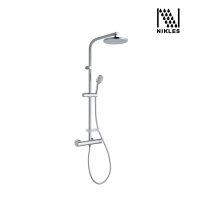 Nikles ก๊อกผสมติดผนัง (Thermostatic) พร้อมชุดฝักบัว Rain Shower ขนาด Ø20 ซม. รุ่น Fresh System 1 D66TH.01.012.05F