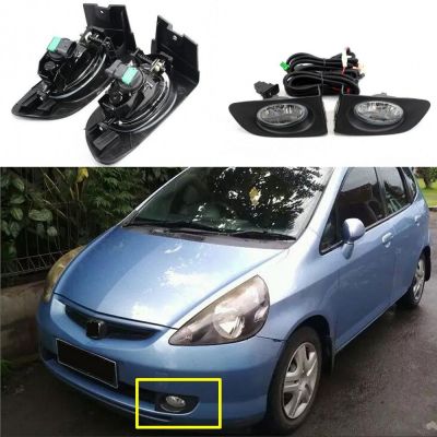 ☌ﺴ JanDeNing Car Front Fog Light Bumper Lamp assembly kit For Honda Fit/Jazz 2003-2007(RHD)