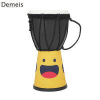 Djembe กลองมือกลมที่ติดลูกกระพรวนแอฟริกัน4นิ้วสำหรับเด็กผู้เริ่มต้นเล่นเครื่องช่วยในการสอนเครื่องกระทบ