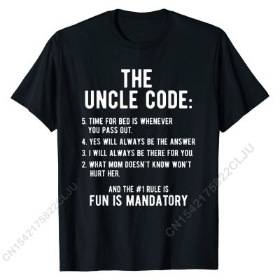 Mens Funny Uncle Gifts From Niece Nephew The Uncle Code Cool T-Shirt Cotton Men T Shirt Funny Tees Rife Fashionable