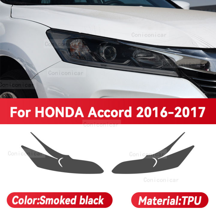 ไฟหน้ารถฟิล์มป้องกันไฟหน้าปกรมควันสีดำฟิล์ม-tpu-อุปกรณ์เสริมสติ๊กเกอร์สำหรับ-honda-accord-2016