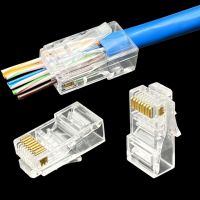 【YF】 COMNEN Cat6/6A Rj45 Connector Passthrough Modular Plug Computer Network UTP/FTP Gold-Plated 1.2/1.1mm Hole End Ethernet Cable