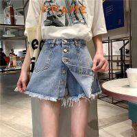 COD jfdss Fat mm big yards denim Covers since show waist 2022 new Plus Size shorts Women High Slimmer Look 2022 Style Loose Wide-Leg A-Line Skirt Fake Two-Piece Hakama dashiba18.sg 7.4