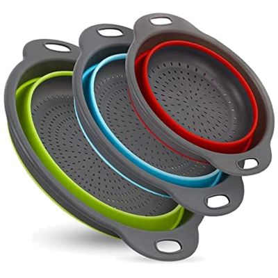 Collapsible Colander, Set of 3 PCS Collapsible Strainer, Colander Perfect for Draining Pasta, Fruits and Vegetables