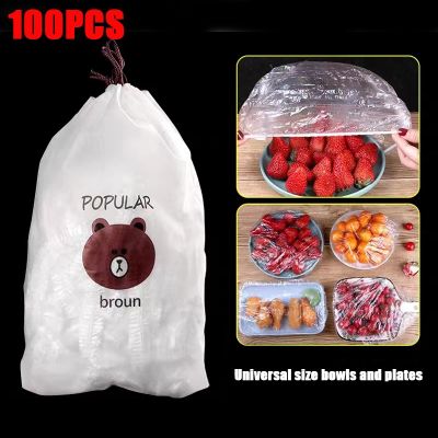 100pcs Durable Disposable Food Cover Plastic Thick Elastic Food Lids Bag For Fruit Bowls Storage Kitchen Fresh Keeping Film Food