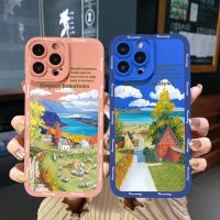 สำหรับ iPhone 14 Plus 13 Pro Max 12 iPhone 11 XR 8 7 SE 2022 Beauty Senery Square Edge Cover Full Len ป้องกัน Case