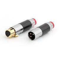 3ขา XLR เชื่อมต่อชายหญิงเชื่อมต่อไมค์แจ็คเสียบสำหรับสายไมโครโฟนไฟฟ้าอะแดปเตอร์เสียงสีดำสีแดงคาร์บอนไฟเบอร์