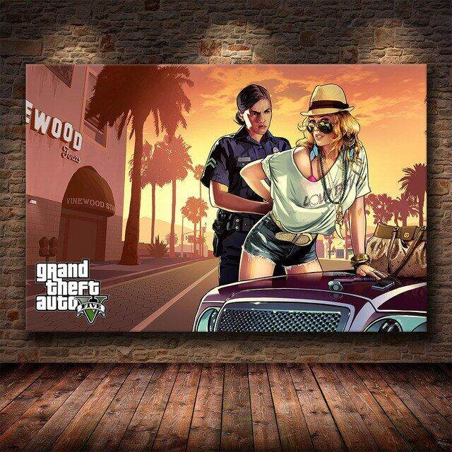 grand-theft-auto-v-gta-5เกมภาพวาดผ้าใบโปสเตอร์และพิมพ์ภาพผนังศิลปะ-livinig-room-boys-bedroom-home-decor-cuadros-ใหม่