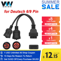 สำหรับ Deutsch 9Pin J1939รถบรรทุก Y สาย OBD2 16Pin หญิงอะแดปเตอร์ J1708เคเบิ้ลสำหรับ Cumminsแมว Diagnosctic เครื่องมือเชื่อมต่อ