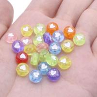 100 Pcs 7mm Mix Color Transparent Heart Pattern Acrylic Round Shaped Bead DIY Bracelet Accessories