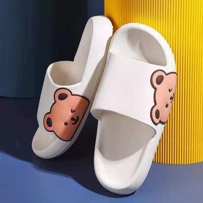 Idea studio รองเท้าแตะใส่ในบ้าน รองเท้าสวมใส่ นุ่ม ลายการ์ตูนหมีครึ่งตัว น่ารักรองเท้าแตะรองเท้าใส่เล่น