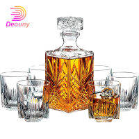 DEOUNY 0.5L&amp;1L Crafted Glass Decanter Whisky Glasses Set Elegant Whiskey Decanter With Ornate Stopper tail Barware Separator