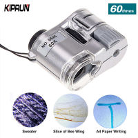 KIPRUN 60X Handheld Magnifying Glass Mini Pocket Microscope Loupe Currency Detector Jeweler Magnifier With LED Light