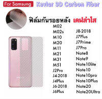 ฟิล์มหลัง Kevlar เคฟล่า ใส For Samsung M02 M02S M10 M20 M11 M21 M31 M51 J2Pro J4-2018 J4Plus J6-2018 J6Plus J8-2018 J7Plus J7Prime J7Pro Note8 Note9 Note10lite Note10 Note10pro Note10Plus Note20 Note20Ultra Carbon