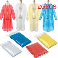 20Pcs Disposable Raincoat Adult Emergency Waterproof Hood Poncho Travel Camping Must Rain Coat Unisex Outdoor Camping Rain Coat