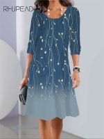 【HOT】✳♂ Sleeve O Neck Dresses 2023 Loose Print Office Vestidos