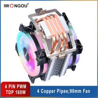 พัดลมระบายความร้อน Cpu 4Pin Am4 90Mm RGB พัดลมระบายอากาศ Cpu IWONGOU เครื่องทำความเย็น X99 4 Heatpips หม้อน้ำสำหรับ Intel Lga2011v3 1200 1155 1700 AMD 33