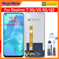 MagicMeta Realme หน้าจอ LCD สำหรับ6.5นิ้วของแท้7 5กรัม/V5 5กรัม/Q2ชุดดิจิไทเซอร์หน้าจอสัมผัส LCD สำหรับ Realme 7 5กรัม V5 5กรัมหน้าจอสำรอง RMX2117 RMX2111 Q2