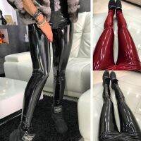 COD DTRUTYUYTUU Ready Stock Plus Size S-3XL Women PU Leather Leggings Spring Autumn Fashion Casual Sexy High Waist Slim Skinny Stretch Elastic Pants Goth Gothic Punk Street Wear Black Red