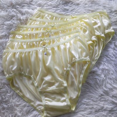 กางเกงในบิกินี่ ผ้าวาโก้ สีเหลือง กางเกงในผู้หญิง ไนล่อนเกรดพรีเมี่ยม  แพ็ค 6 ตัว&nbsp;ไซส์ XL  Bikini Woman Underwear Nylon  สะโพก 38-44 นิ้ว&nbsp;มีความยืดหยุ่
