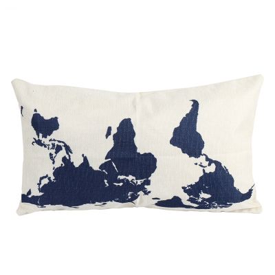 black Linen World map blue decorative pillowcase pillowcase