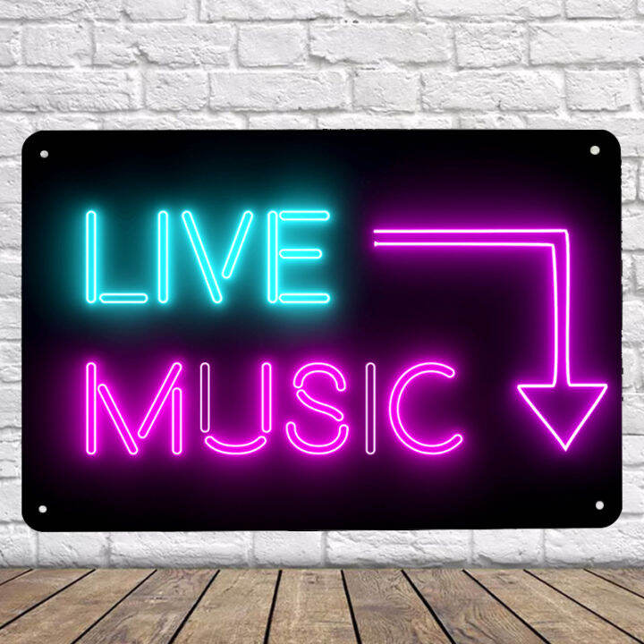 Live music Neon Plaque Metal Vintage Tin Sign | Lazada PH