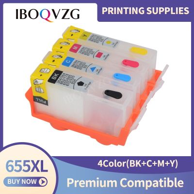 IBOQVZG 655 HP 655 XL 4 Colors Refillable Ink Cartridge For HP With Auto Reset Chip For HP 3525 4615 4625 5525 6525 Printer