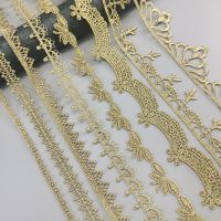 1Yard Lace diy Polyester Mesh Accessories Golden Hollow Embroidery Trims Fringe Skirt Clothes Accessories Fabric  Material