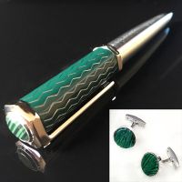 MSS Santos-Dumont de CT Heptagon Green Perpendicular Luxury Ballpoint Pen Silver/Golden Trim With Serial Number Writing Smooth Pens